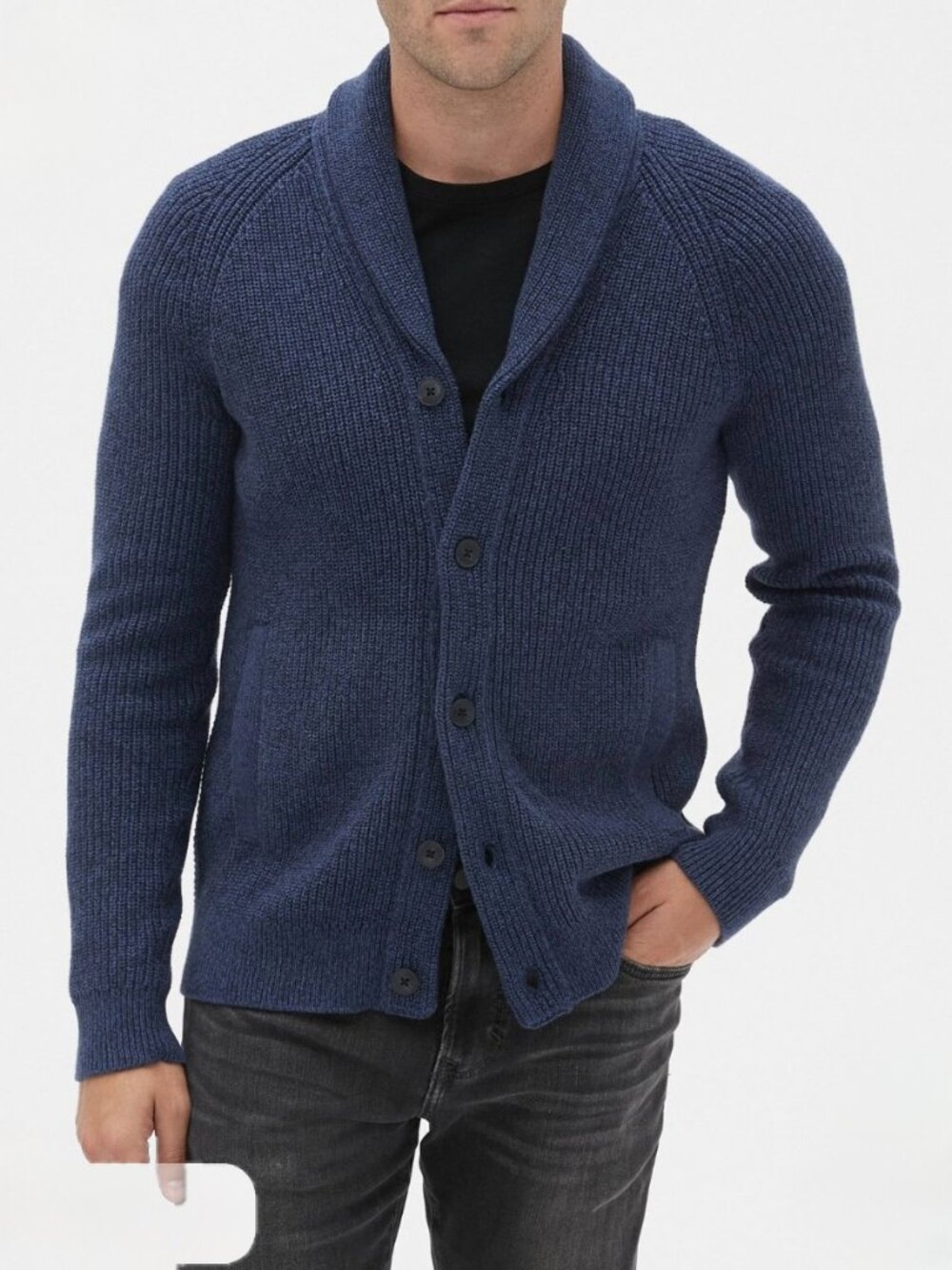 Banana Republic Mens Links Shawl Collar Cardigan Sweater Old Money Navy Blue XL